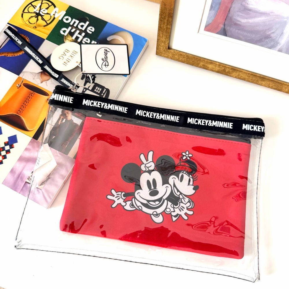 Disney Mickey Minnie Mouse 2 IN 1 Bikini Bag/Makeup Pouch/Travel‎ Wash Bag